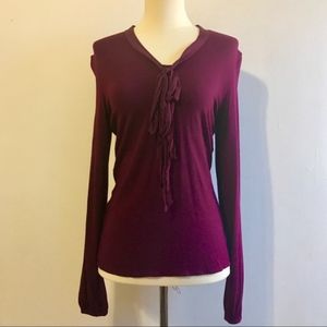 EUC Ann Taylor Plum Long Sleeve Top